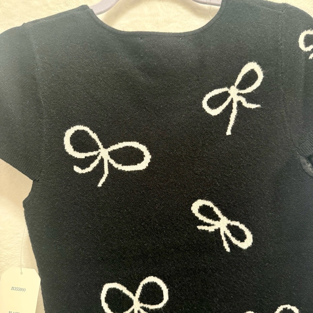 Black Bow Pattern Mini Dress - Picture 7 of 7